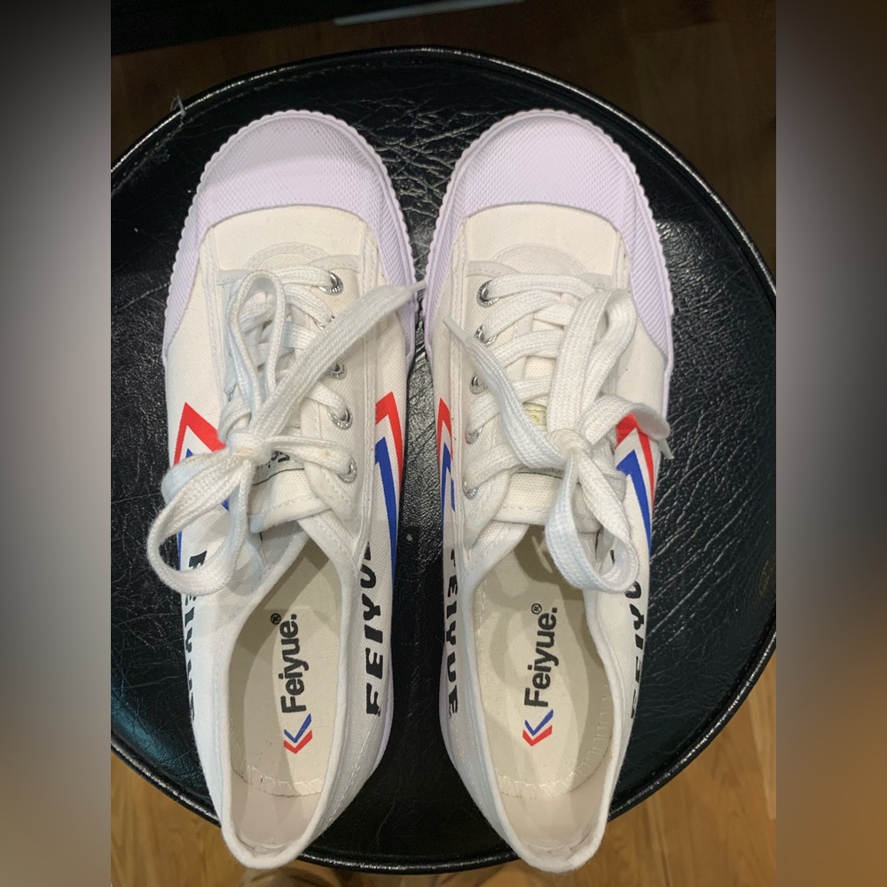 White FEIYUE White Canvas Sneakers- New - Size 9